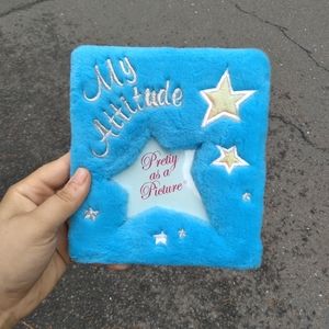 Y2k early 2000s blue fuzzy my attitude pic frame